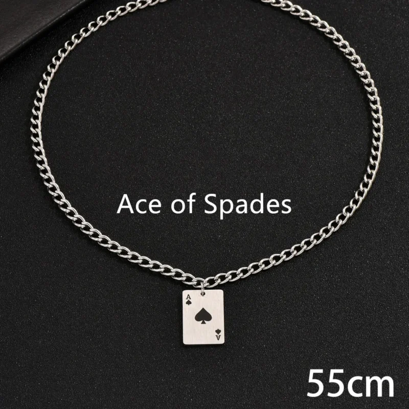 Creative Stainless Steel Poker Black Peach A Necklace For Men - Image 18